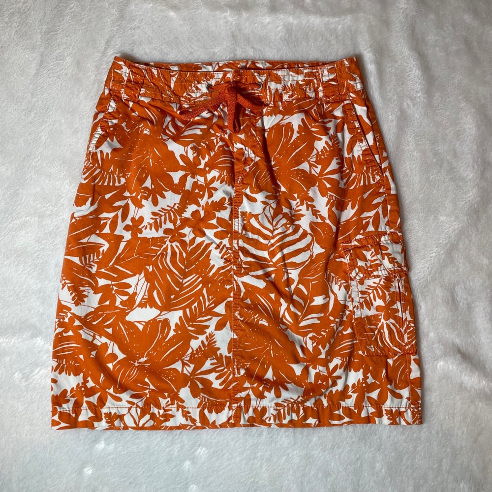 Liz Claiborne Orange Tropical Leaf Cargo Skirt Size 6 Cotton Drawstring
Utility